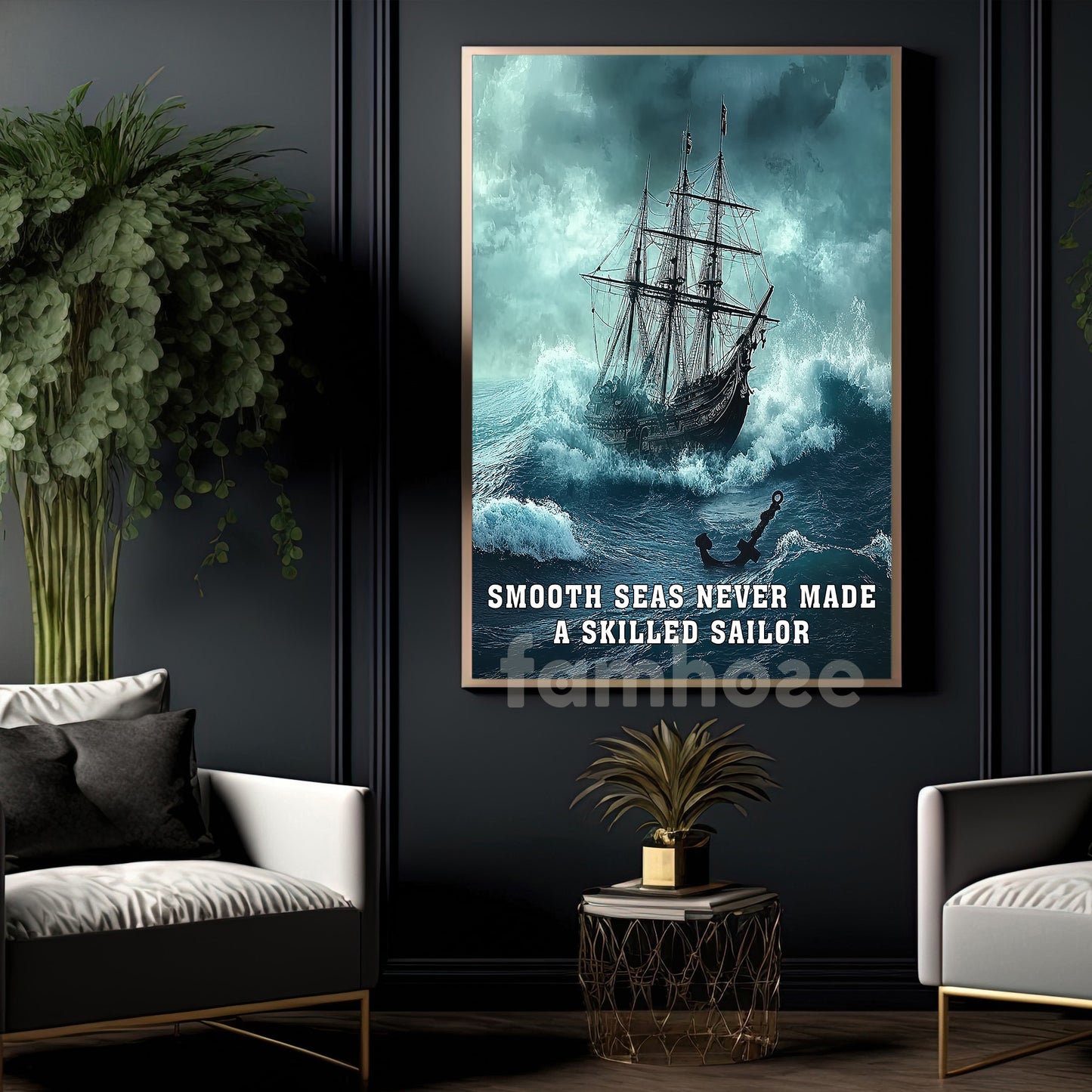 A Sailor's Path to Mastery Canvas Painting, Smooth Seas Never Made A Skilled Sailor, Wall Art Decor, Poster Gift For Sailing Boat Lovers
