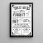 Funny Toilet Canvas Painting, Toilet Rules Bathroom Wall Art Decor, Restroom Poster Gift