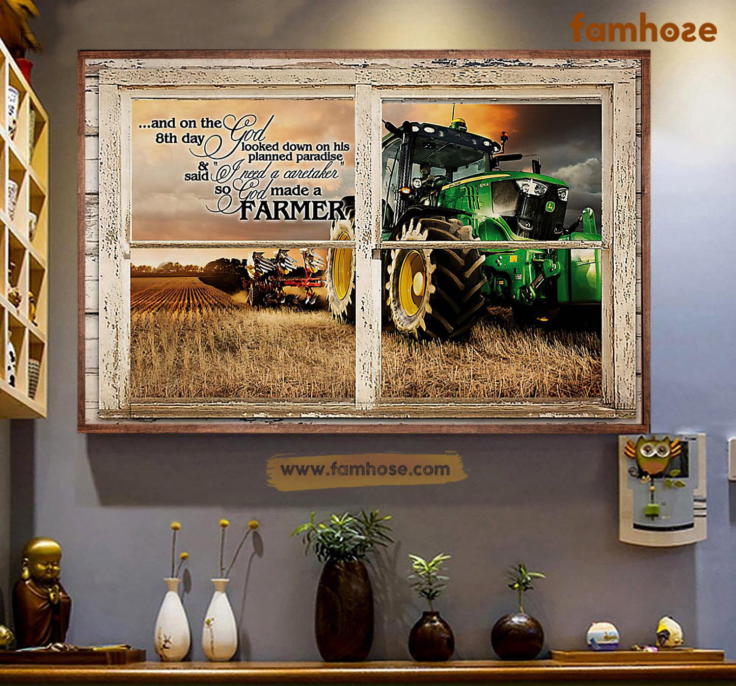 Farm Poster & Canvas, God Looked Down On His Planned Paradise Said I Need A CareTaker, Farmer Canvas Wall Art, Poster Gift For Farm Lovers