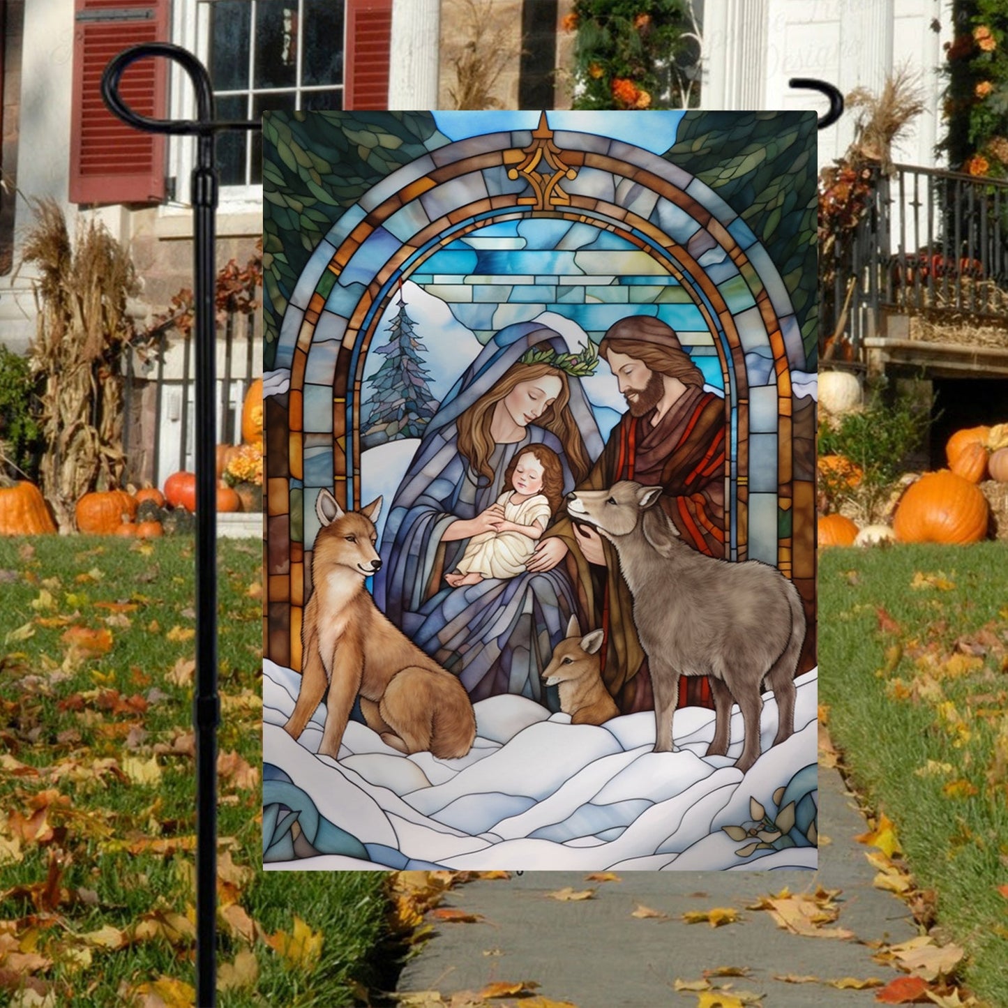 Holy Family A Sign of Hope and Salvation, Christmas Garden Flag - House Flag, Nativity Religious Winter Jesus Christians Flag Gift