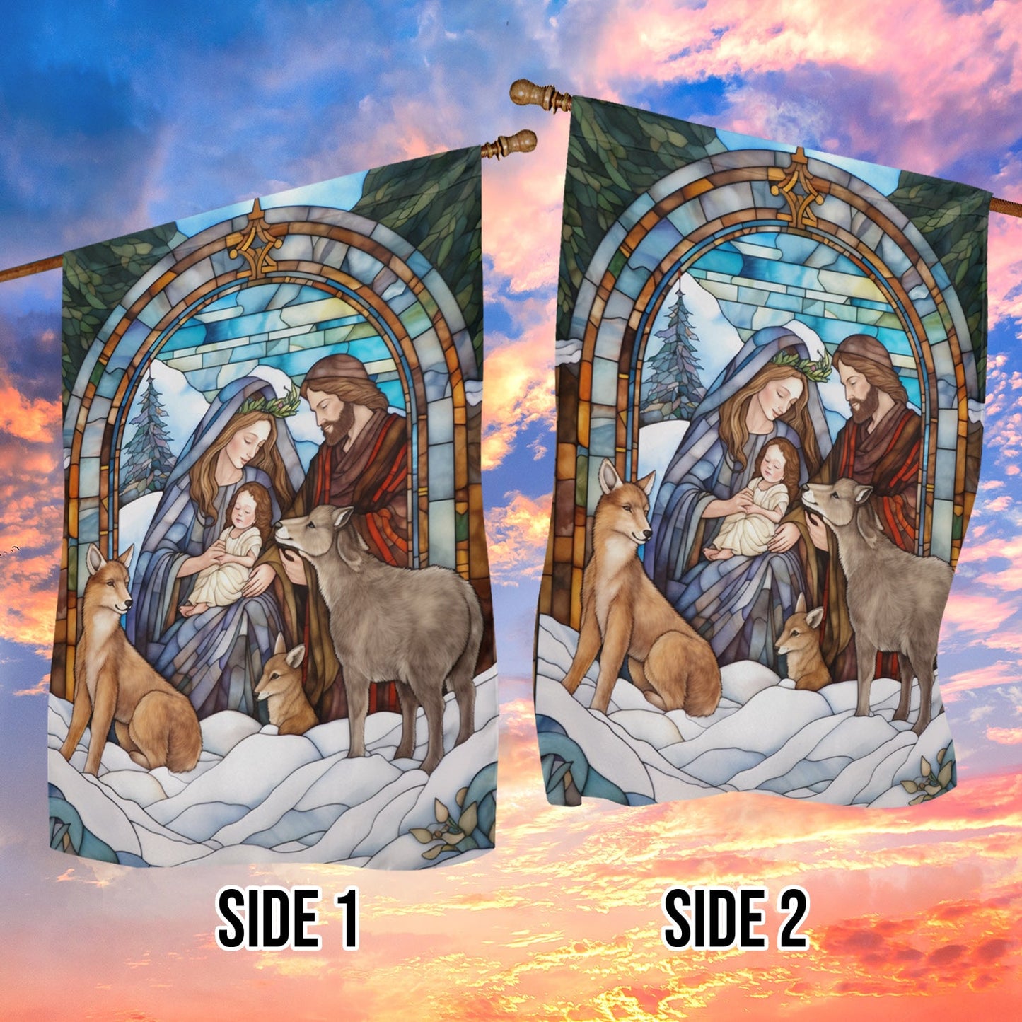 Holy Family A Sign of Hope and Salvation, Christmas Garden Flag - House Flag, Nativity Religious Winter Jesus Christians Flag Gift