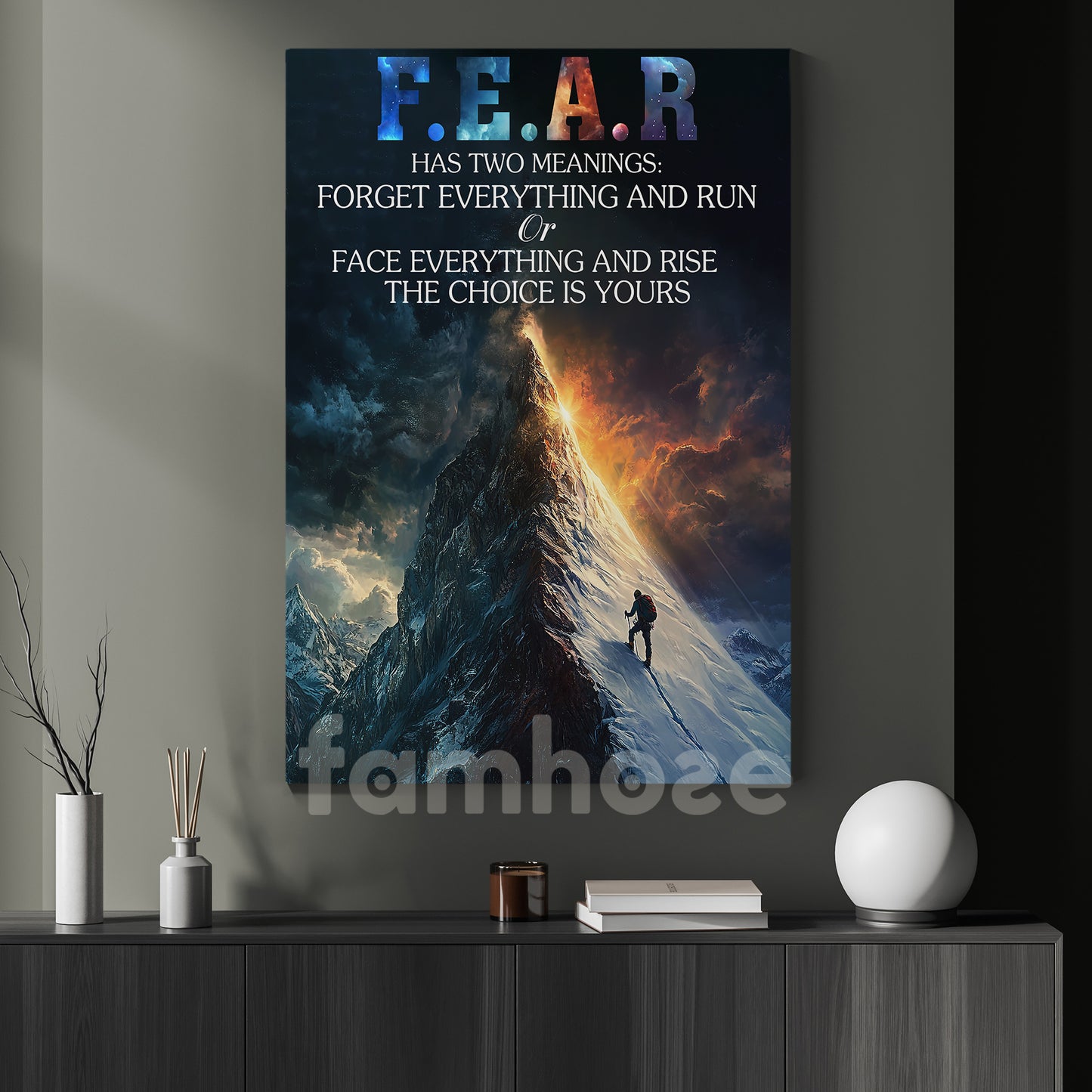 Fear Has Two Meanings, Motivational Wall Art Decor, Inspirational Canvas Painting, Poster Gift for Decoring Office, Living Room, or Workspace