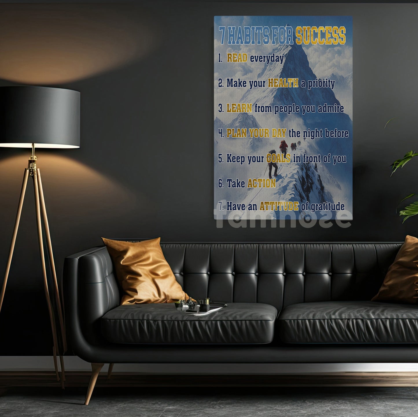 7 Habits For Success, Motivational Wall Art Decor, Inspirational Canvas Painting, Poster Gift for Decoring Office, Living Room, or Workspace