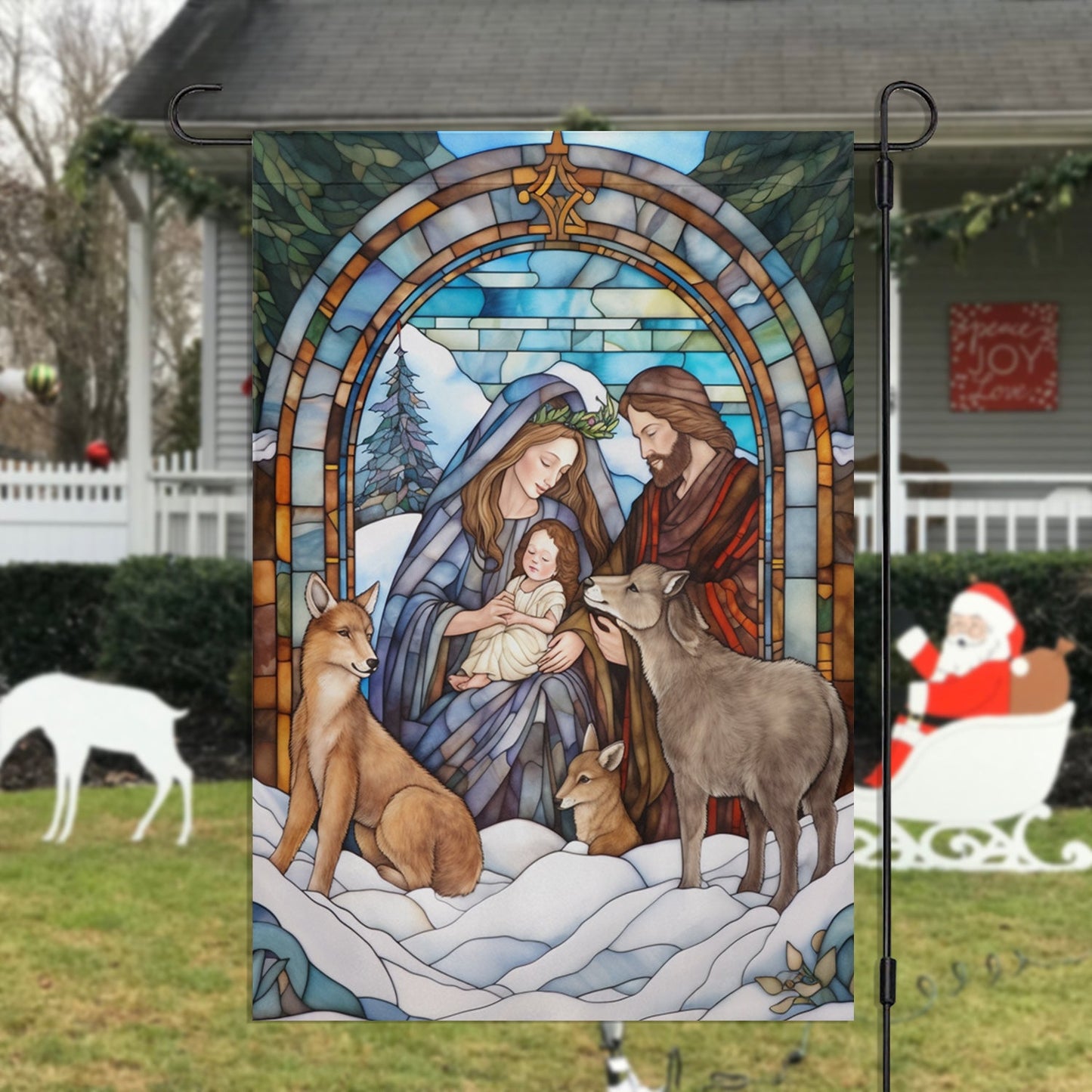 Holy Family A Sign of Hope and Salvation, Christmas Garden Flag - House Flag, Nativity Religious Winter Jesus Christians Flag Gift