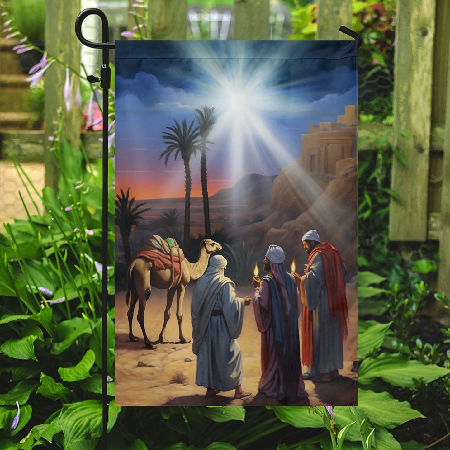 Journey Of The Magic In The Desert Oasis, Christmas Garden Flag - House Flag, Nativity Religious Christians Flag Gift