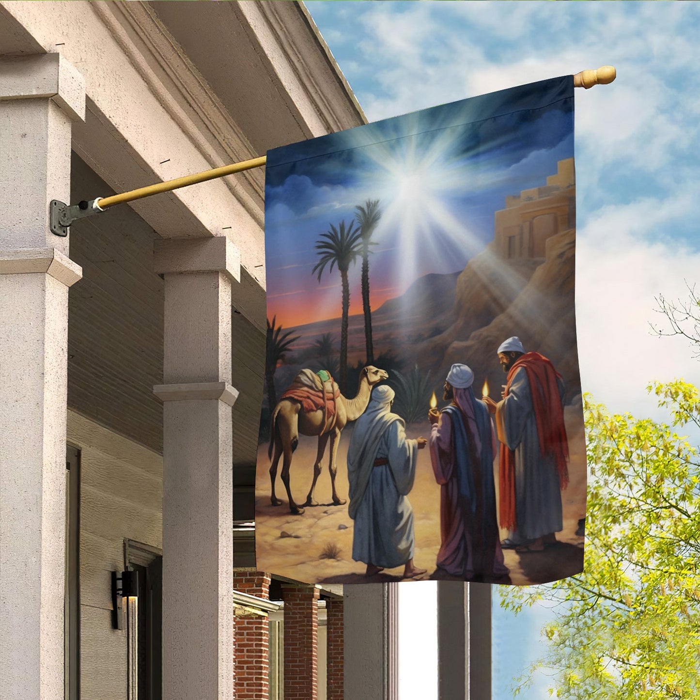 Journey Of The Magic In The Desert Oasis, Christmas Garden Flag - House Flag, Nativity Religious Christians Flag Gift