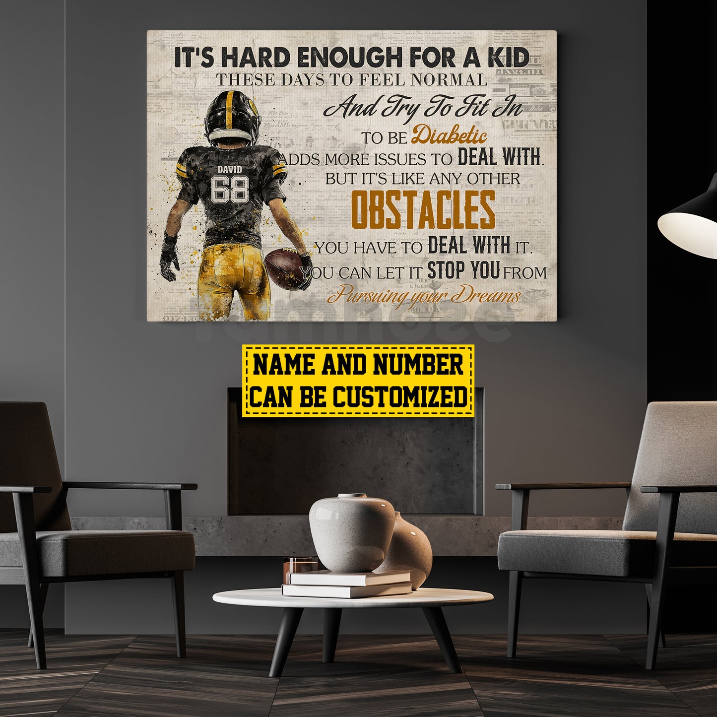 Personalized Football Boy Kid Canvas Painting, It's Hard Enough For A Kid Cool Inspirational Quote Wall Art Decor, Poster Gift For Football Lovers