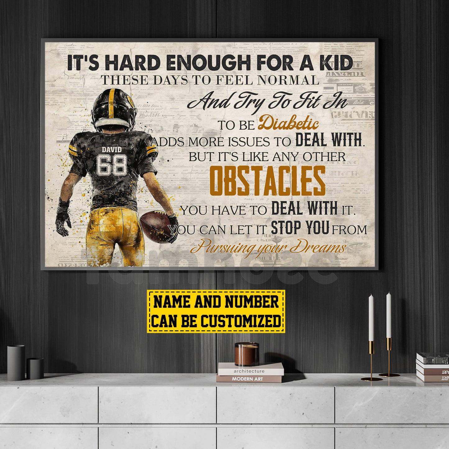 Personalized Football Boy Kid Canvas Painting, It's Hard Enough For A Kid Cool Inspirational Quote Wall Art Decor, Poster Gift For Football Lovers