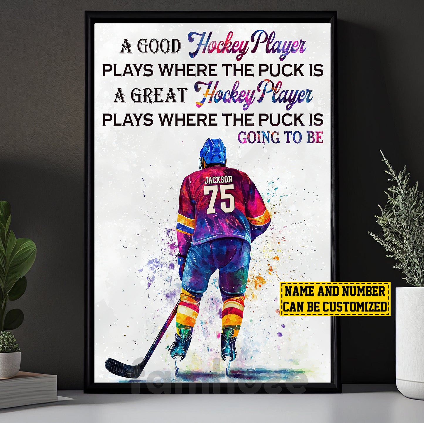 Personalized Hockey Canvas Painting, A Good Hockey Player Sports Wall Art Decor, Poster Gift For Hockey Lovers