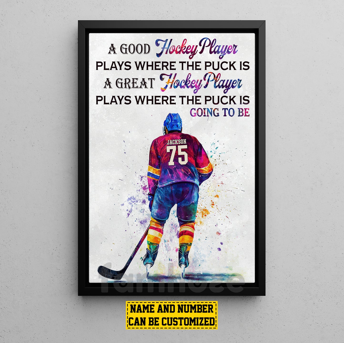 Personalized Hockey Canvas Painting, A Good Hockey Player Sports Wall Art Decor, Poster Gift For Hockey Lovers