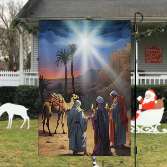 Journey Of The Magic In The Desert Oasis, Christmas Garden Flag - House Flag, Nativity Religious Christians Flag Gift