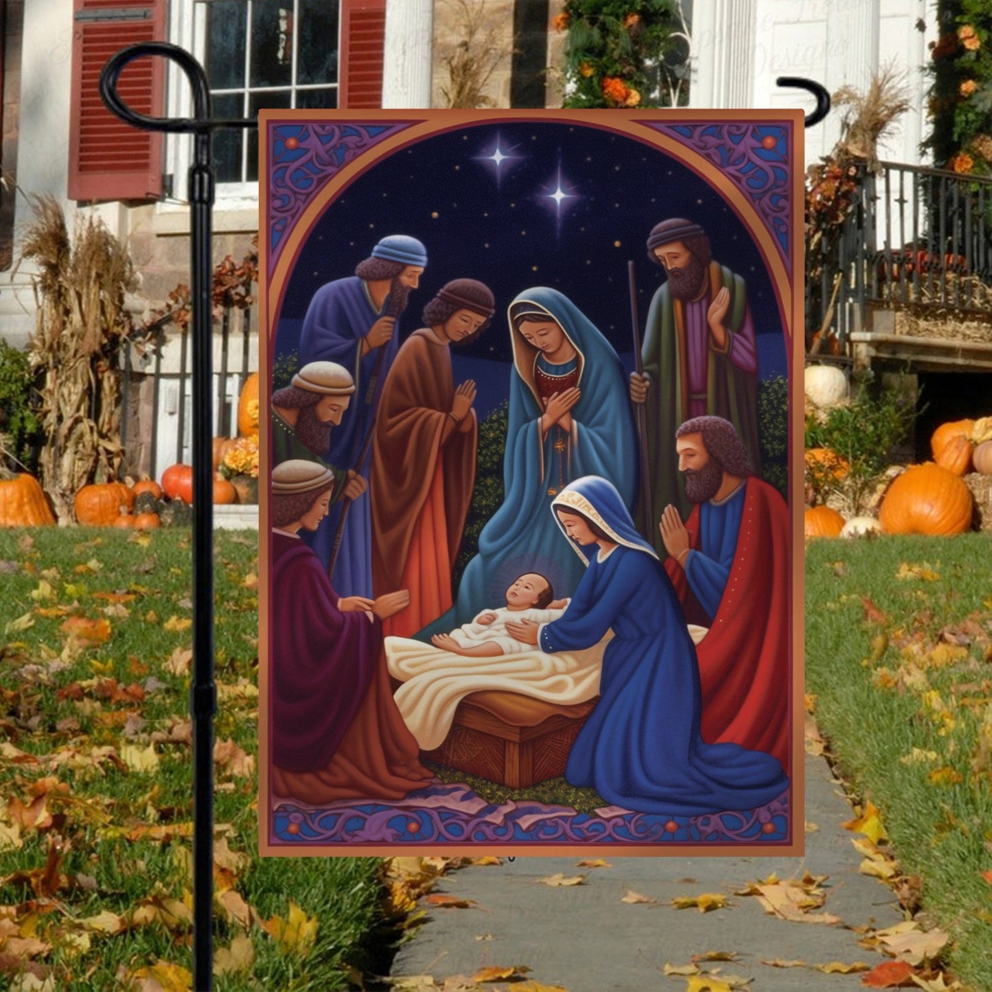 Holy Family A Sign of God's Grace, Christmas Garden Flag - House Flag, Nativity Religious Winter Jesus Christians Flag Gift