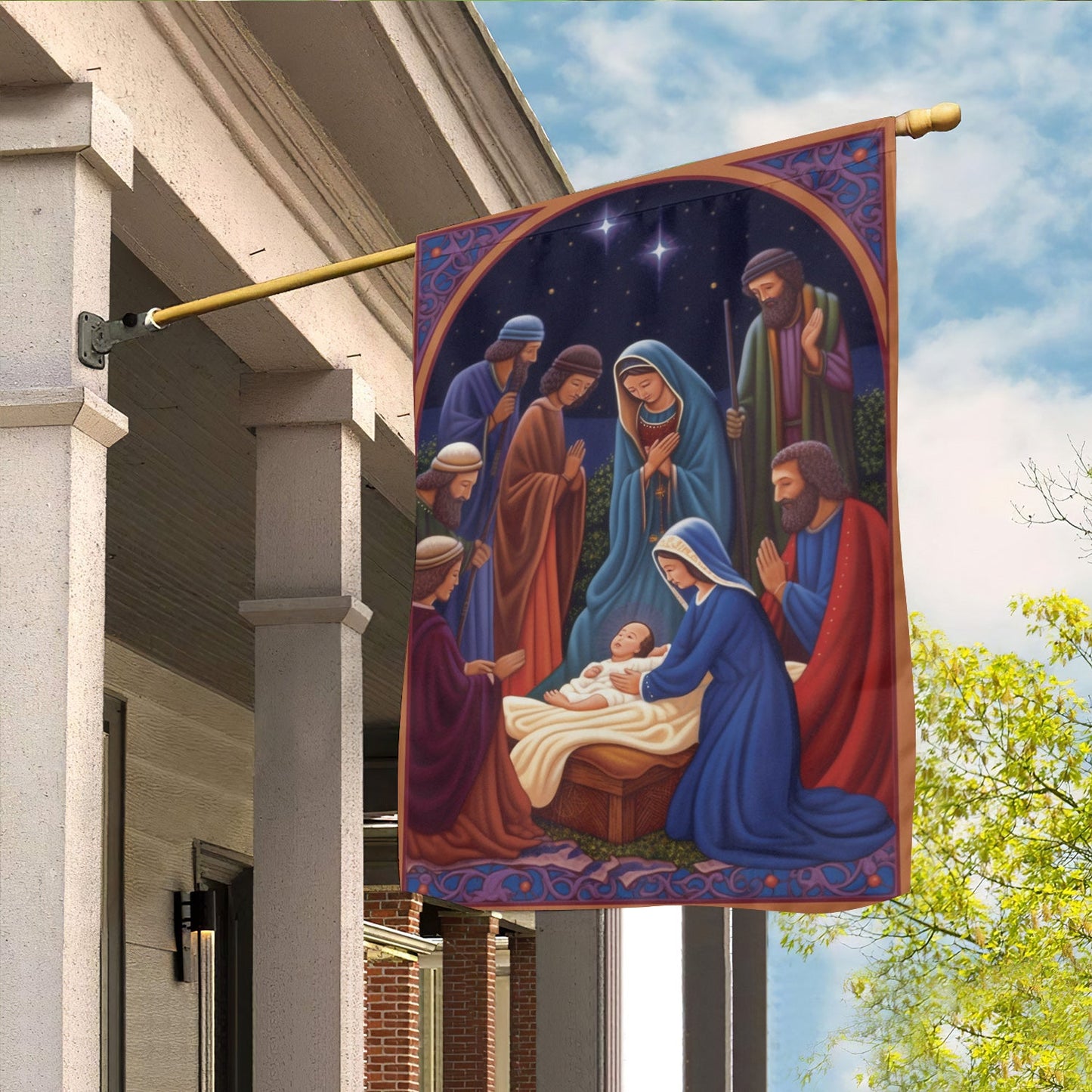 Holy Family A Sign of God's Grace, Christmas Garden Flag - House Flag, Nativity Religious Winter Jesus Christians Flag Gift