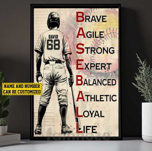 Personalized Baseball Boy Canvas Painting, BASEBALL Sports Wall Art Decor, Poster Gift For Baseball Lovers