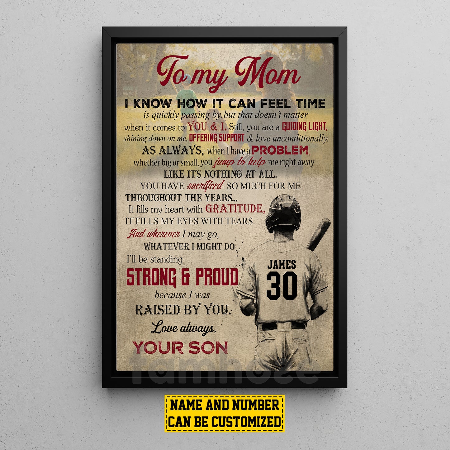 Personalized Baseball Mom Son Canvas Painting, To My Mom I Know How It Can Feel Sport Wall Art Decor, Poster Mother's Day Gift For Mom From Baseball Boy