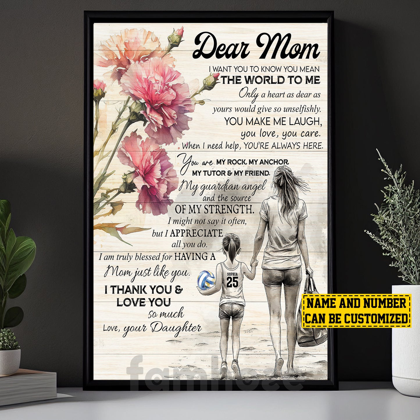 Personalized Volleyball Mom Daughter Canvas Painting, Dear Mom I Want You To Know Sport Wall Art Decor, Poster Mother's Day Gift For Mom From Volleyball Girl