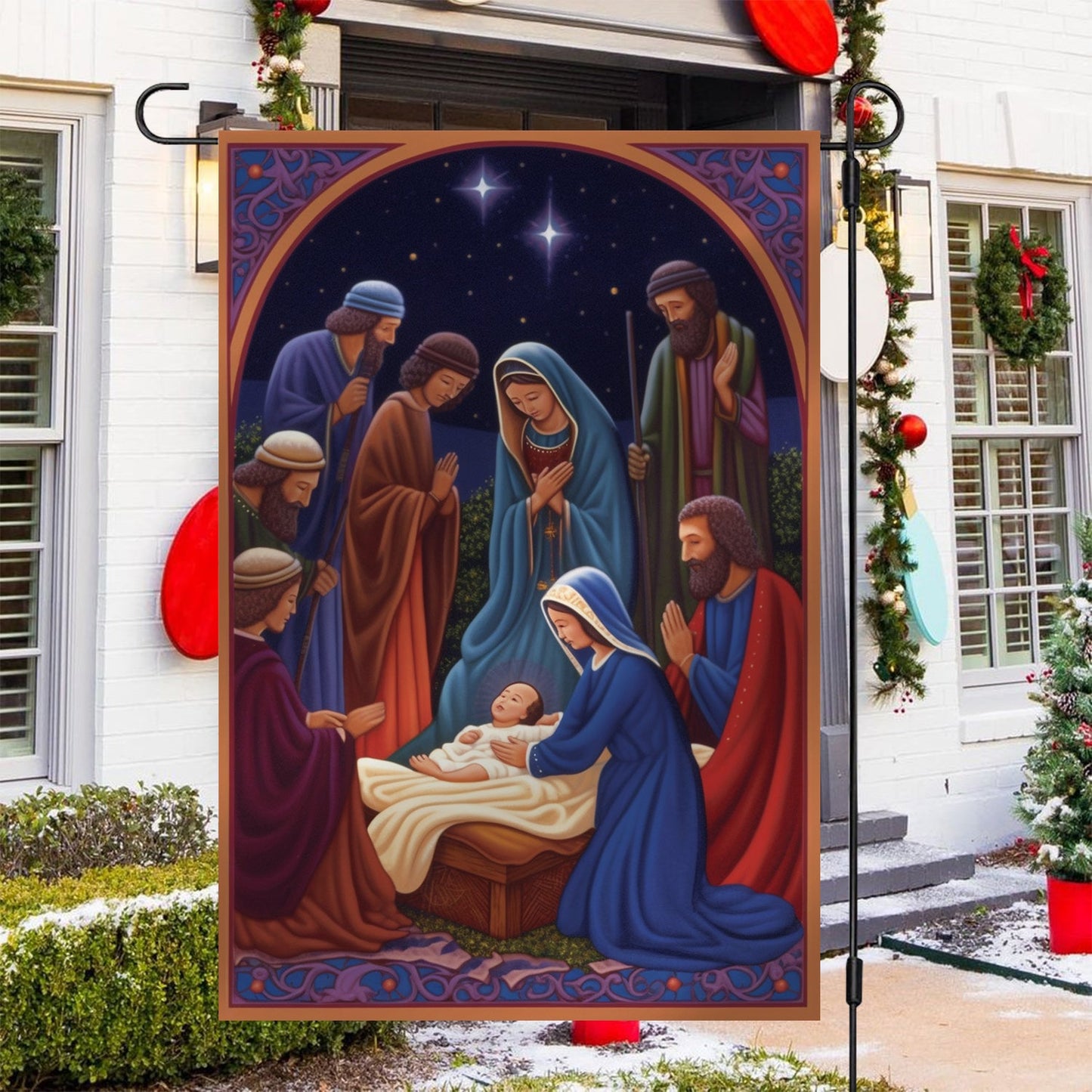 Holy Family A Sign of God's Grace, Christmas Garden Flag - House Flag, Nativity Religious Winter Jesus Christians Flag Gift