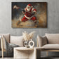 Funny Christmas Santa Claus Playing Lacrosse Canvas Painting, Lacrosse Wall Art Decor, Xmas Poster Gift For Lacrosse Lovers