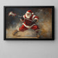 Funny Christmas Santa Claus Playing Lacrosse Canvas Painting, Lacrosse Wall Art Decor, Xmas Poster Gift For Lacrosse Lovers