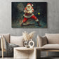 Funny Christmas Santa Claus Playing Tennis Canvas Painting, Tennis Wall Art Decor, Xmas Poster Gift For Tennis Lovers