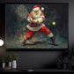 Funny Christmas Santa Claus Playing Tennis Canvas Painting, Tennis Wall Art Decor, Xmas Poster Gift For Tennis Lovers