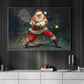 Funny Christmas Santa Claus Playing Tennis Canvas Painting, Tennis Wall Art Decor, Xmas Poster Gift For Tennis Lovers