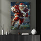 Funny Christmas Santa On The Field Football Canvas Painting, Sports Wall Art Decor, Xmas Poster Gift For Football Lovers