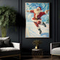 Funny Christmas Santa Claus Playing Ice Skating Canvas Painting, Sports Wall Art Decor, Xmas Poster Gift For Ice Skating Lovers