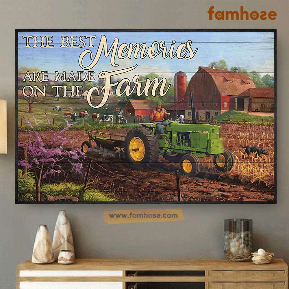 Tractor Poster & Canvas, The Best Memories Are Made On The Farm, Tractor Canvas Wall Art, Poster Gift For Tractor Lovers