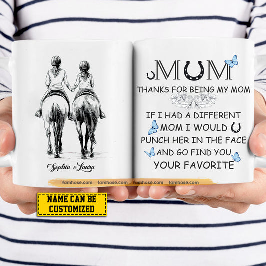 Personalized Horse Riding Mom & Daughter Mug, Mom Thanks For Being My Mom, Best Mother's Day Gift For Mom From Horse Girl