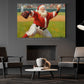 Christmas Baseball Canvas Painting, Santa Claus Playing Baseball, Wall Art Decor, Xmas Poster Gift For Baseball Lovers