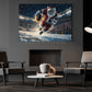 Christmas Rugby Canvas Painting, Santa Claus Scoring A Touchdown, Poster Gift For Rugby Lovers, Rugby Players