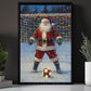 Funny Christmas Santa Claus As A Goalie Canvas Painting, Sports Wall Art Decor, Xmas Poster Gift For Soccer Lovers