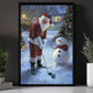 Christmas Golf Canvas Painting, Santa Claus Vs Frosty the Snowman Sport Wall Art Decor, Xmas Poster Gift For Golf Lovers