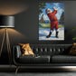 Christmas Golf Canvas Painting, Santa Claus Playing Golf Sport Wall Art Decor, Xmas Poster Gift For Golf Lovers