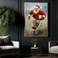 Christmas Rugby Canvas Painting, Santa Claus Playing Rugby Sports Wall Art Decor, Poster Gift For Rugby Lovers