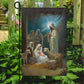 Holy Family Nativity Scene Displayed On A Winter, Christmas Garden Flag - House Flag, Nativity Religious Winter Jesus Christians Flag Gift