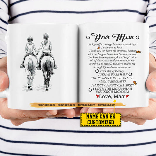 Personalized Horse Riding Mom & Daughter Mug, Dear Mom I Love You More Than You Know Momma, Best Mother's Day Gift For Mom From Horse Girl