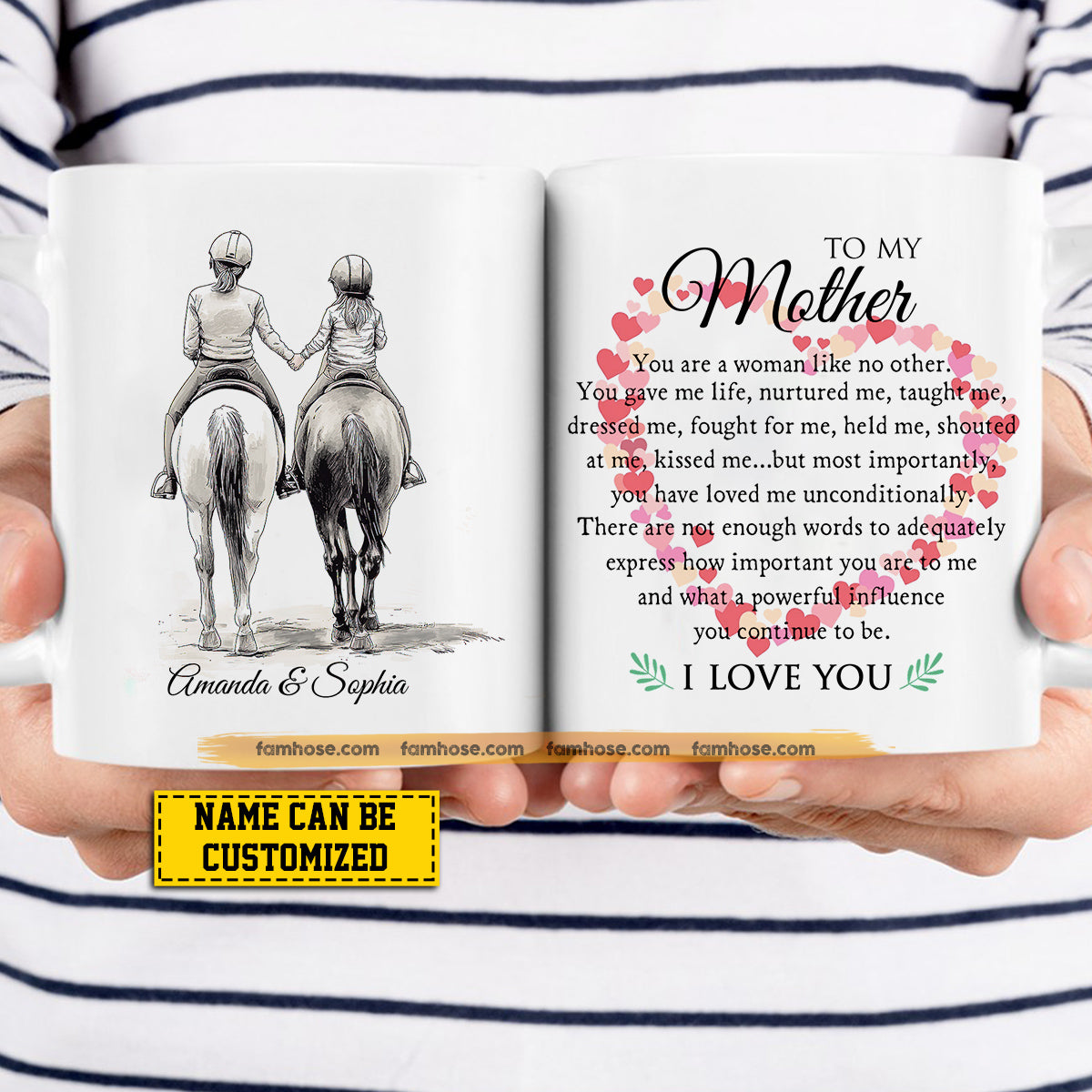 Personalized Horse Riding Mom & Daughter Mug, To My Mother You Are A Woman Like No Other, Best Mother's Day Gift For Mom From Horse Girl