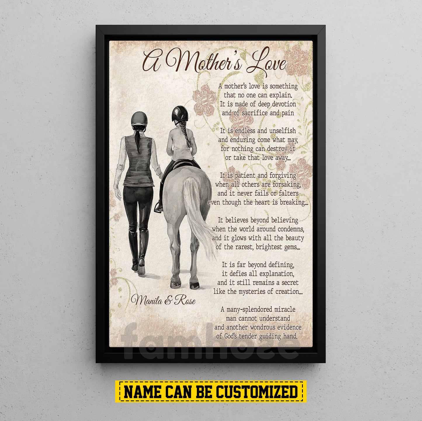Personalized Horse Riding Mom & Daughter Canvas Painting, A Mother's Love Wall Art Decor, Poster Mother's Day Gift For Mom From Horse Girl