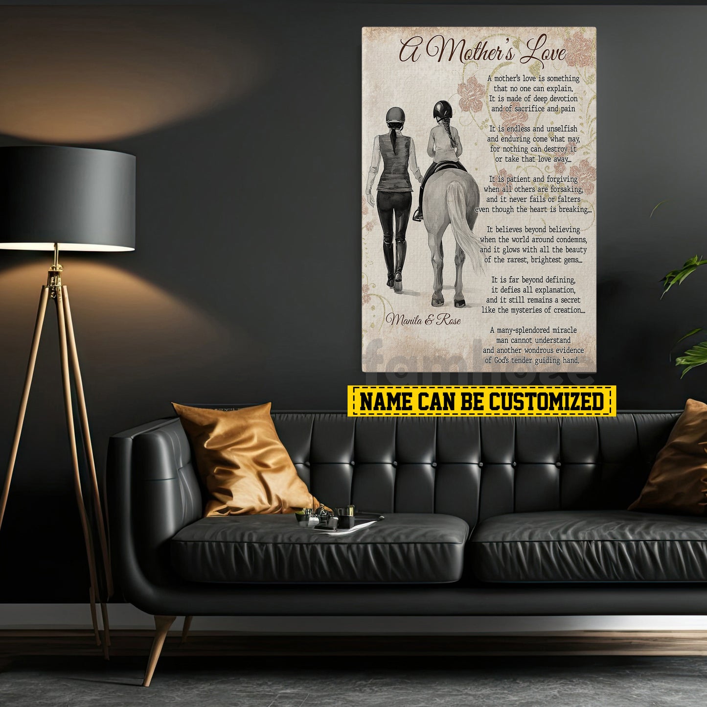 Personalized Horse Riding Mom & Daughter Canvas Painting, A Mother's Love Wall Art Decor, Poster Mother's Day Gift For Mom From Horse Girl