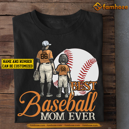 Personalized Baseball Mom & Son T-shirt, Best Baseball Mom Ever Sport Tee Mother's Day Gift For Mom From Baseball Boy