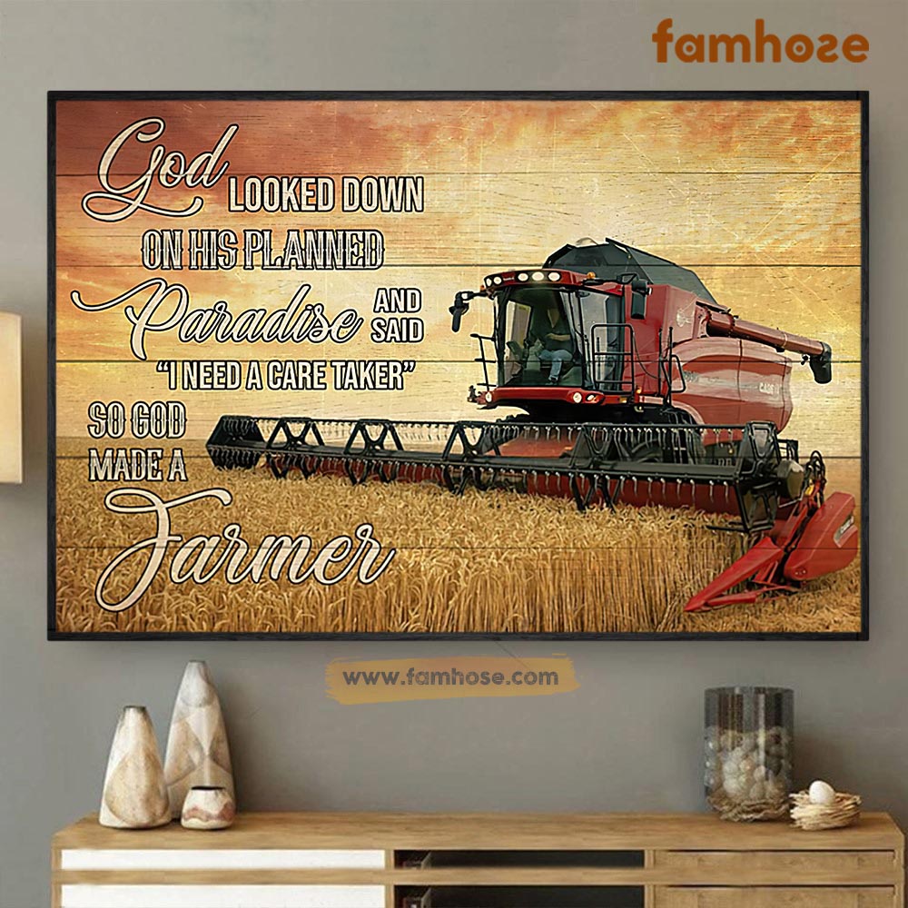 Farm Poster & Canvas, God Looked Down On His Planned Paradise Said I Need A CareTaker, Farm Canvas Wall Art, Poster Gift For Farm Lovers