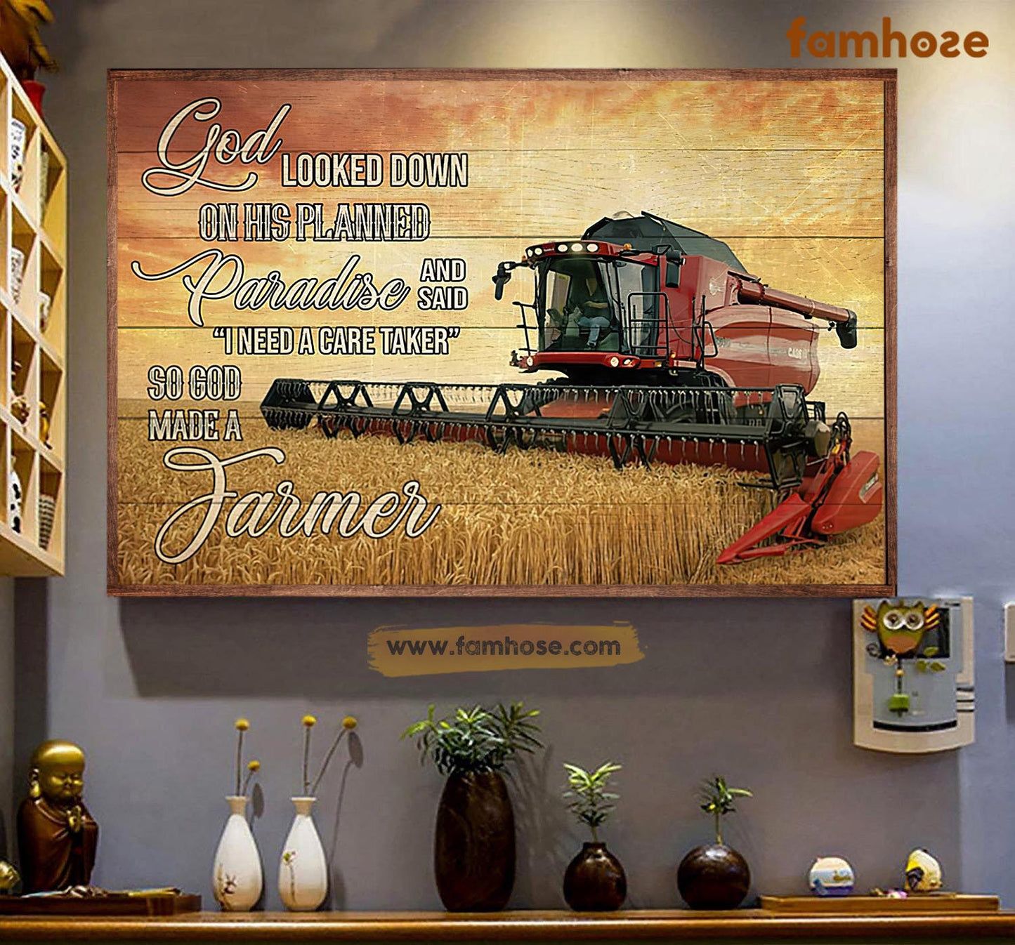 Farm Poster & Canvas, God Looked Down On His Planned Paradise Said I Need A CareTaker, Farm Canvas Wall Art, Poster Gift For Farm Lovers