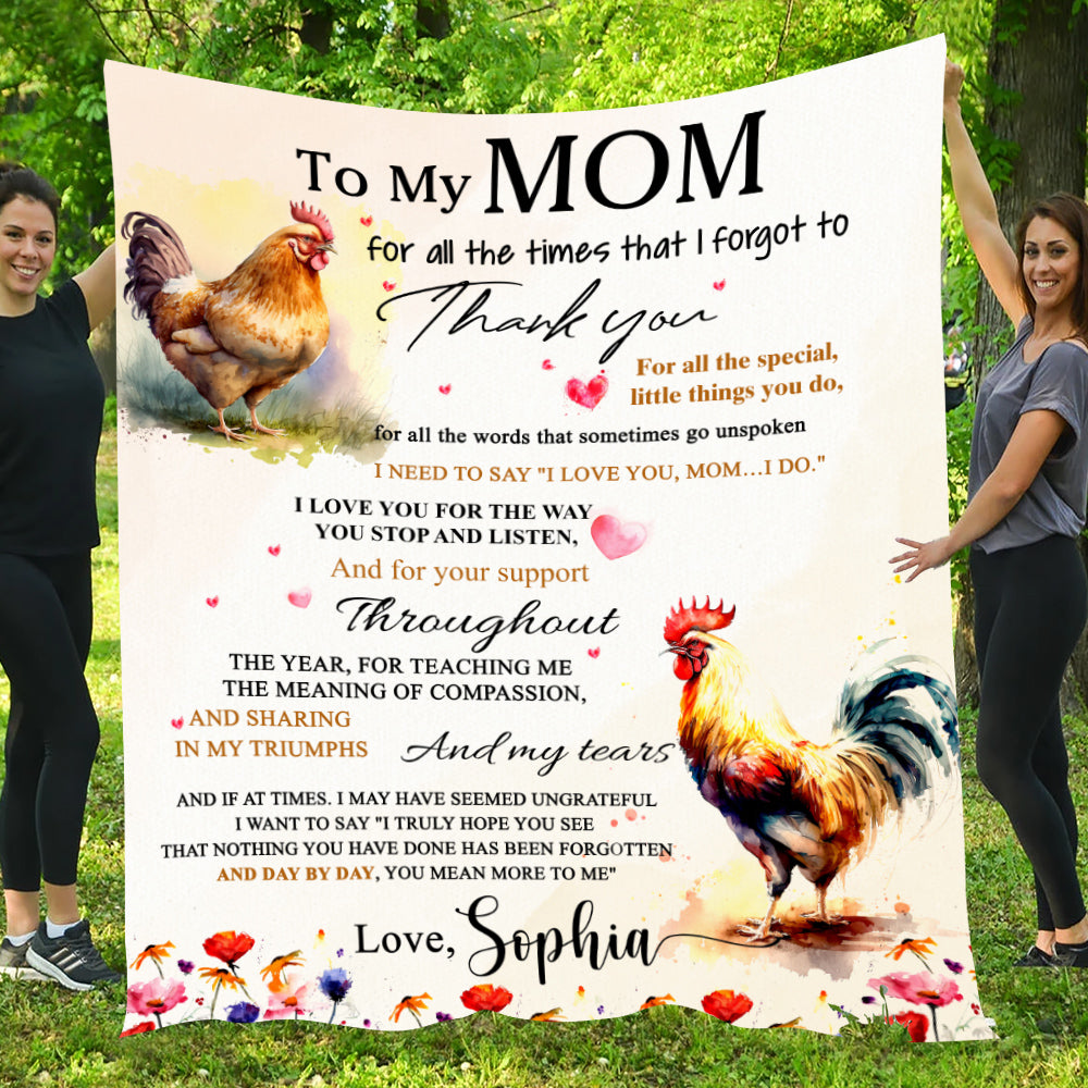 Chicken Blanket, To My Mom Thank You For All The Special Things You Do Fleece Blanket - Sherpa Blanket Mother's Day Gift For Mom From Daughter