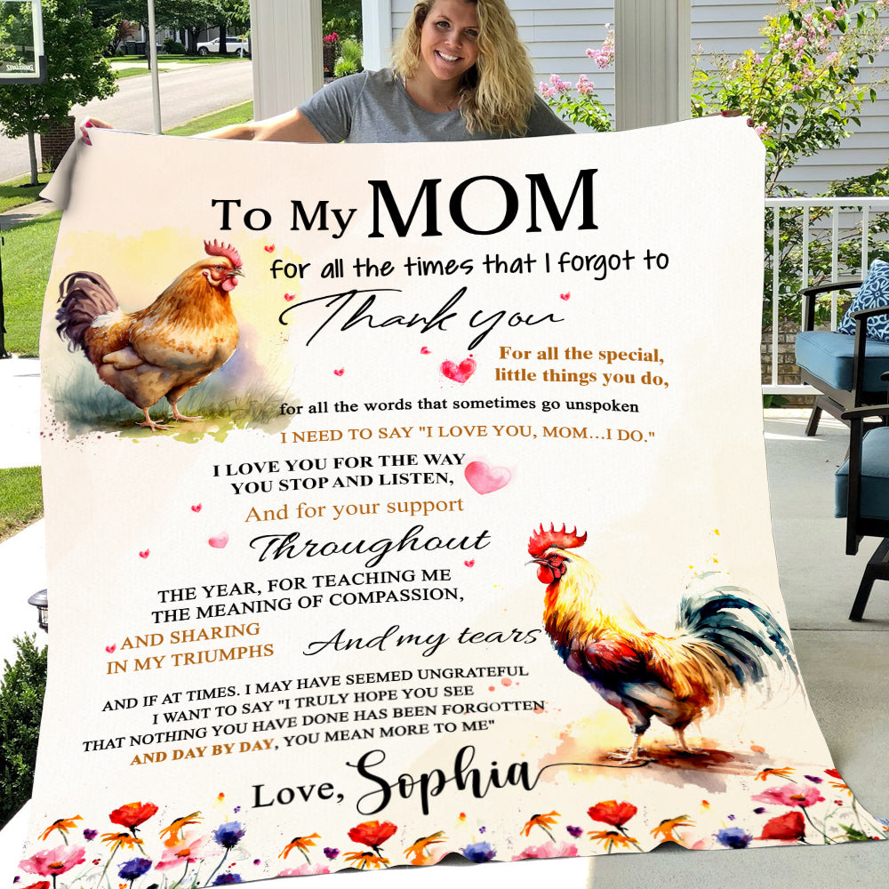 Chicken Blanket, To My Mom Thank You For All The Special Things You Do Fleece Blanket - Sherpa Blanket Mother's Day Gift For Mom From Daughter