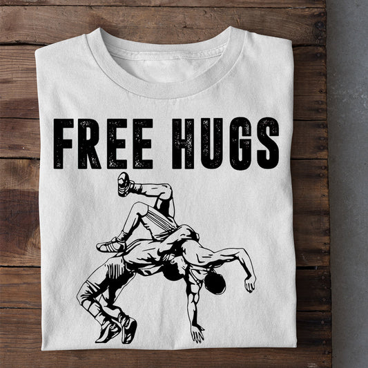 Funny Wrestling T-shirt, Free Hugs, Best Gift For Wrestling Lovers, Wrestling Players