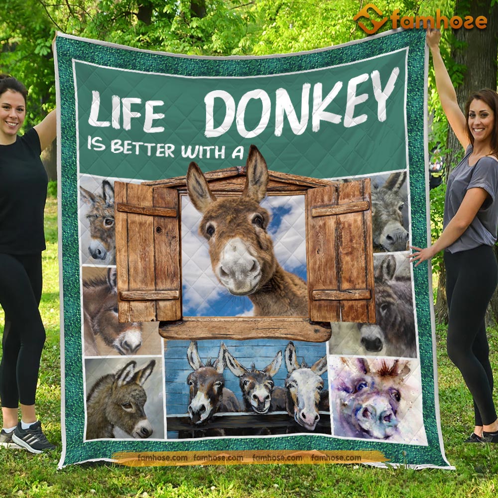 Donkey Blanket, Life Is Better With A Donkey Fleece Blanket Sherpa B