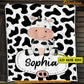 Personalized Cow Blanket, Cute Cow Skin Spots Cow Fleece Blanket - Sherpa Blanket Gift For Cow Lover