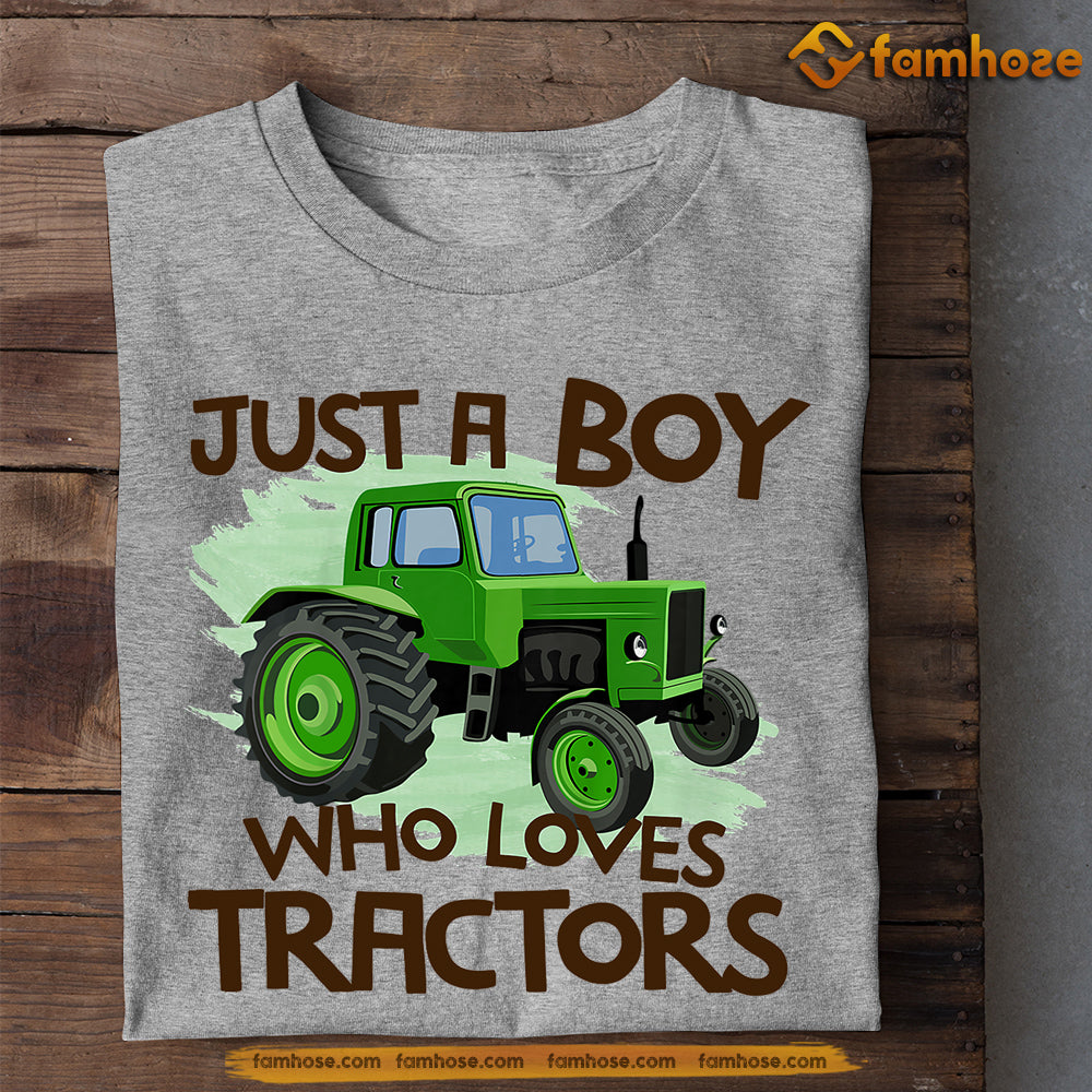 Tractor Kids T-shirt, Just A Boy Who Loves Green Tractors, Back To School Gift For Tractor Kids Boys